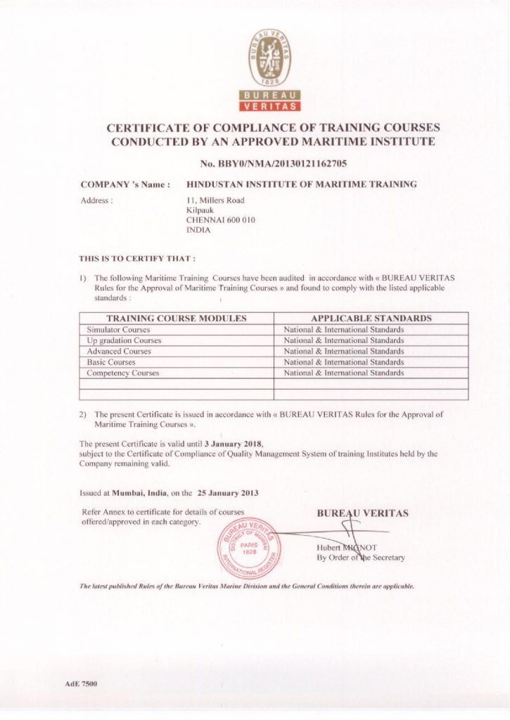 BV 40 Courses Certificate 2013