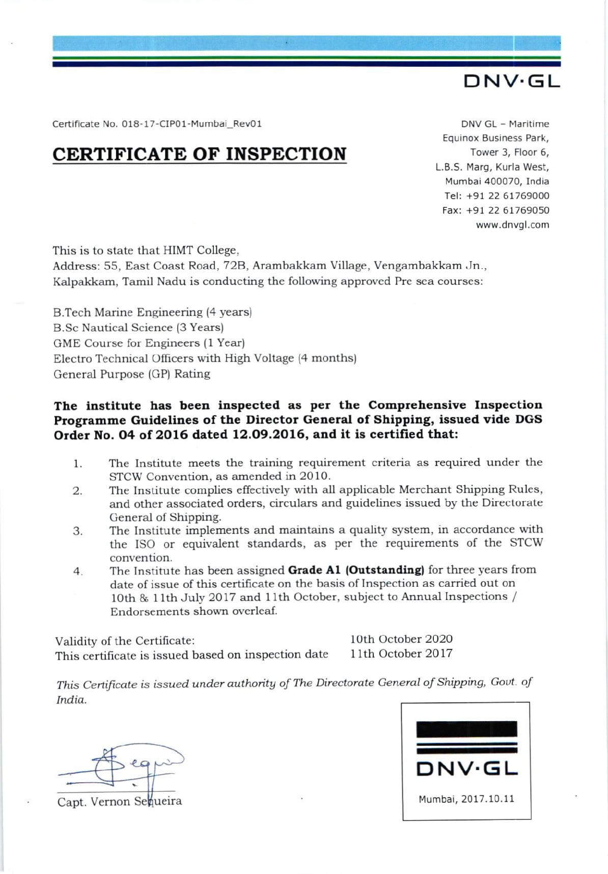 DNV-GL Grade A1 2018
