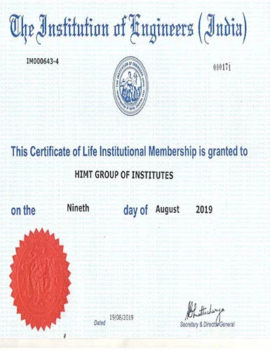 IMEI Life Membership Certificate