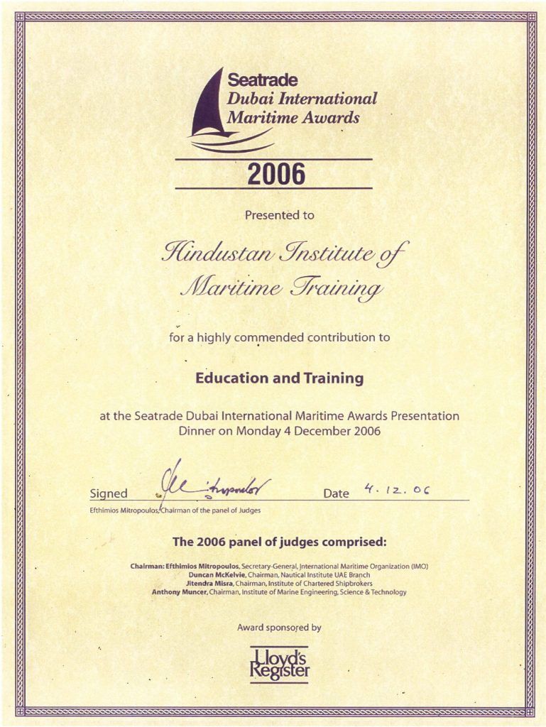Seatrade Dubai 2006 Certificate